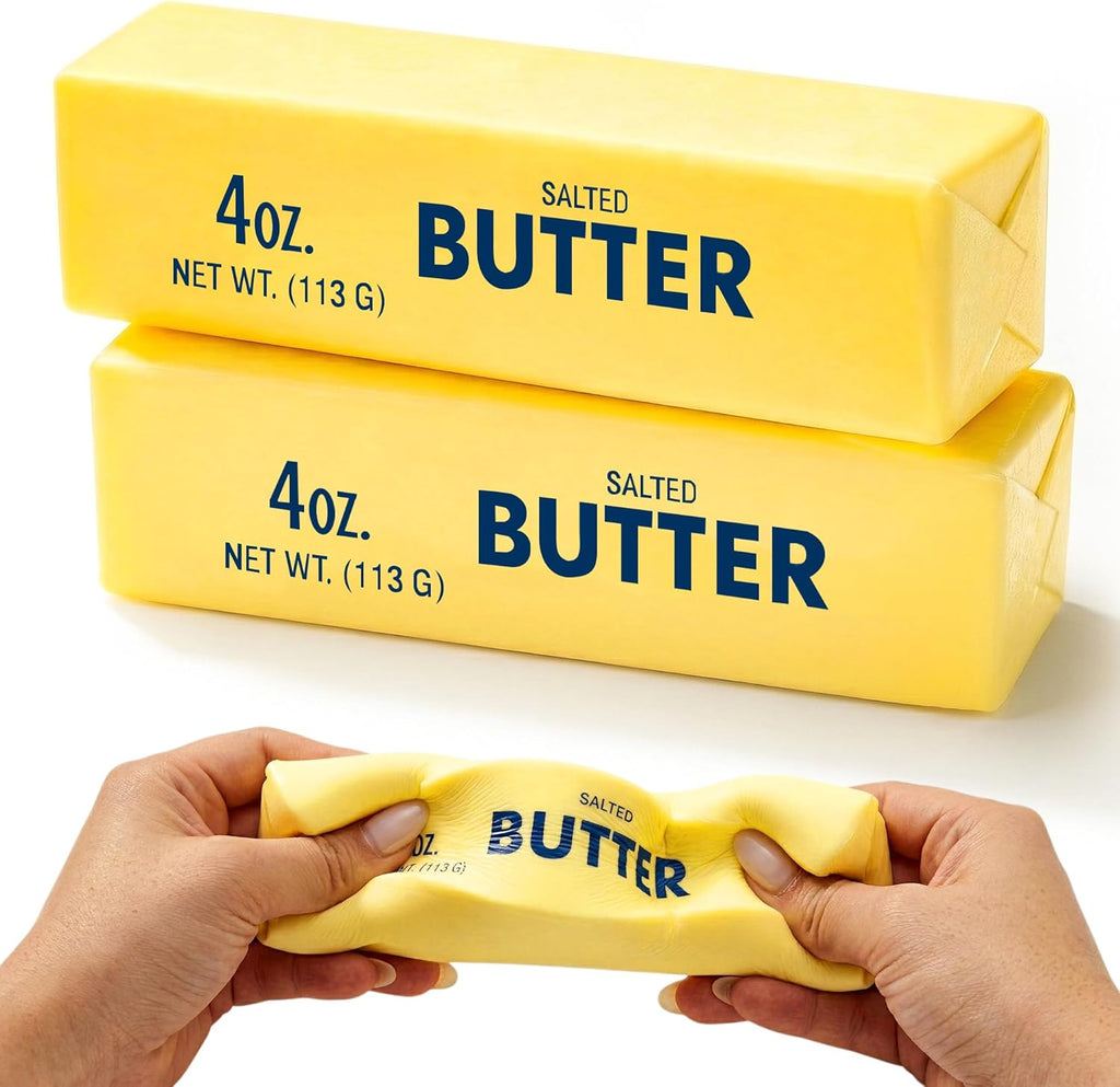 2 PCS Slow Rising Butter Squishy Toys, Soft Squeeze Stress Relief for Office and Home, Sensory Fidget for Anxiety Relief and Focus, Yellow