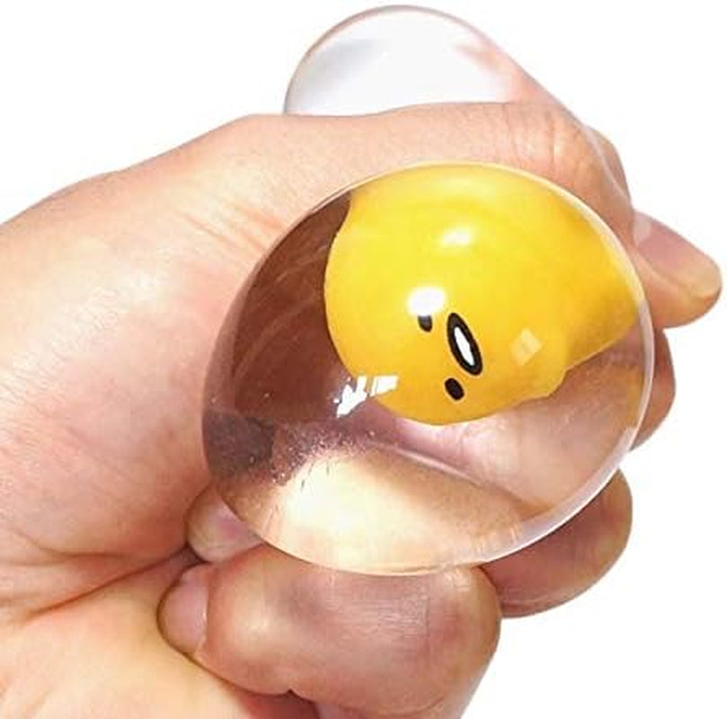 Gudetama Lazy Egg Yolk Cute Character in Sticky Stretchy Water Egg Squishy Toy (Red) Party Favors, Stress Balls, Birthday Gifts, Basket Fillers, Kawaii Squishies for Kids, Boys, Girls, Adults