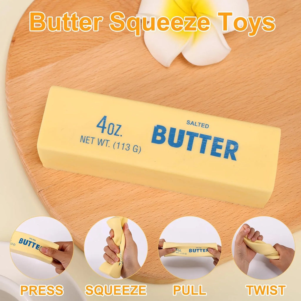 1PC Slow Rising Squishing Butter Stick, Sticky Butter Sticks Squeeze Toys, Realistic Food Squishies Fidget Toys for Decompression Anxiety Relaxation