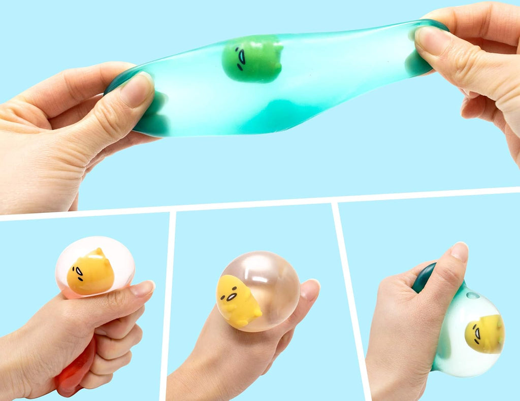 Gudetama Lazy Egg Yolk Cute Character in Sticky Stretchy Water Egg Squishy Toy (Red) Party Favors, Stress Balls, Birthday Gifts, Basket Fillers, Kawaii Squishies for Kids, Boys, Girls, Adults