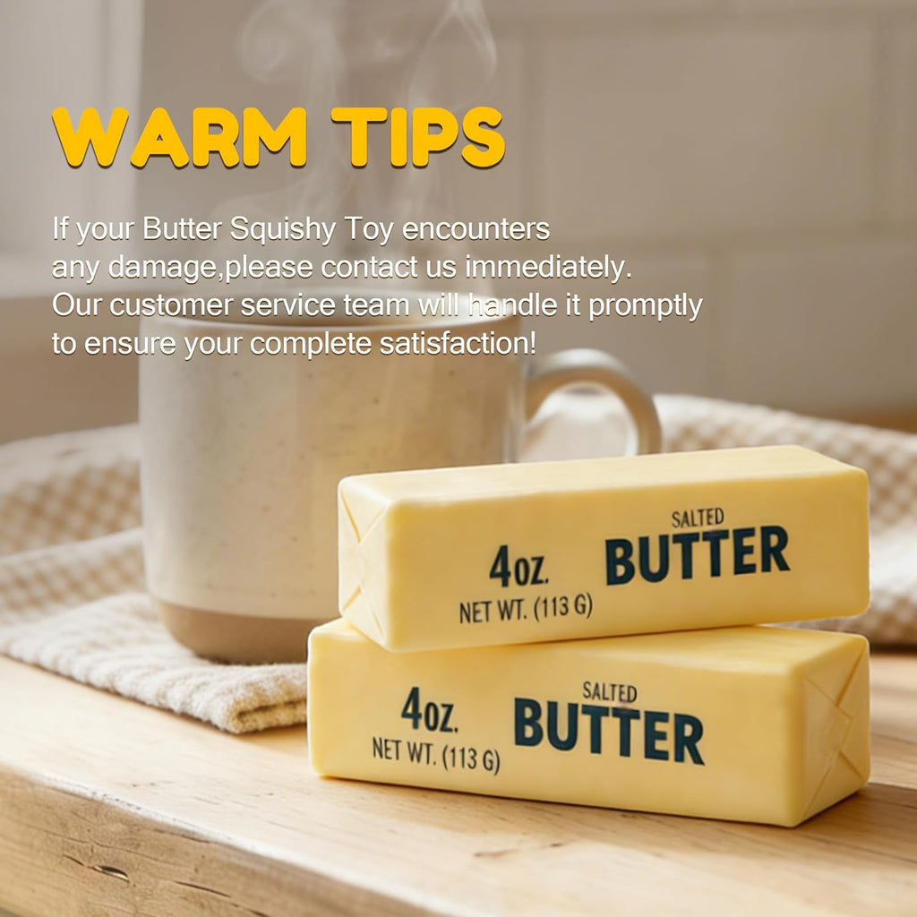 2 PCS Slow Rising Butter Squishy Toys, Soft Squeeze Stress Relief for Office and Home, Sensory Fidget for Anxiety Relief and Focus, Yellow