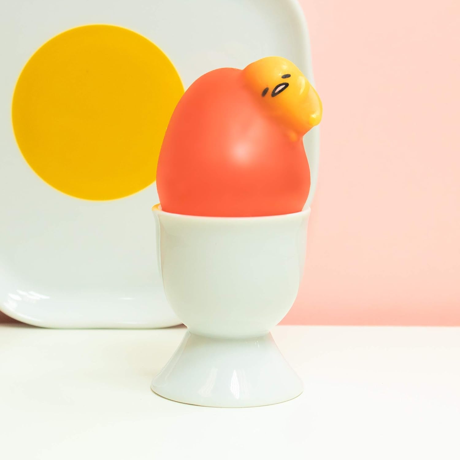 Gudetama Lazy Egg Yolk Cute Character in Sticky Stretchy Water Egg Squishy Toy (Red) Party Favors, Stress Balls, Birthday Gifts, Basket Fillers, Kawaii Squishies for Kids, Boys, Girls, Adults