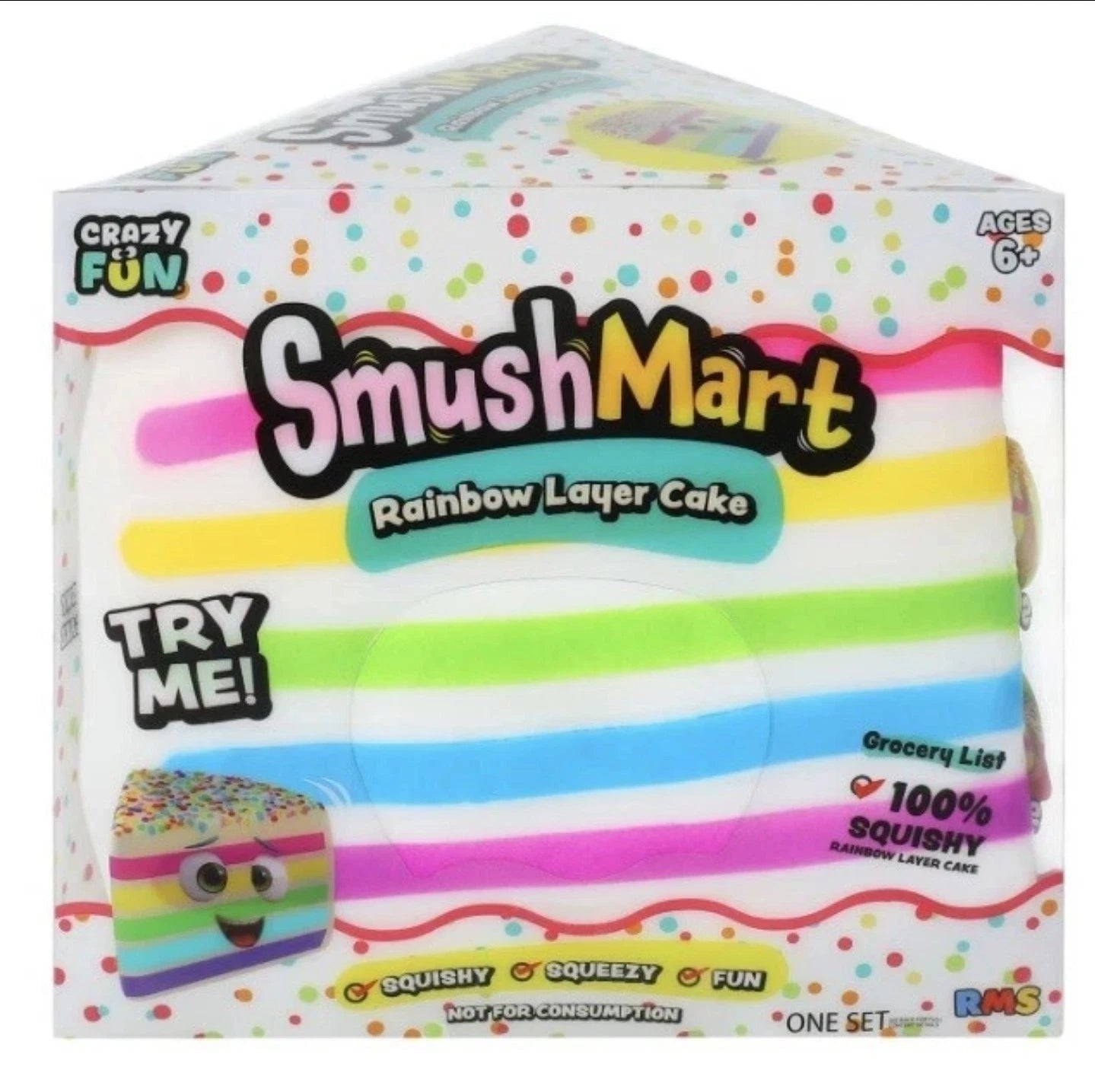 5" Viral Rainbow Layer Cake Squishy Toy - Smush Mart Giant Dessert Squishy - Soft Sensory Stress Relief Toy for Teens & Adults - Fun Novelty Gift for Birthdays & Holiday Festivals